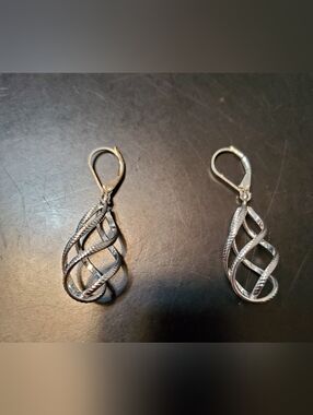 Faux Silver Twist Dangle Pierced Earrings Elegant Women’s Jewelry